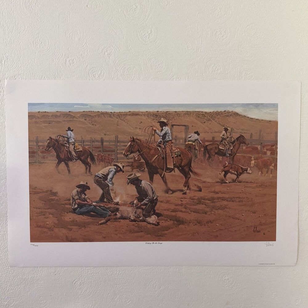 Fred Fellows Signed Lithograph Art Print Working The 06 Range 478/1000 25x39”